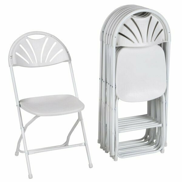 Zown 60542WHT8E Premium White Commercial Banquet Folding Chair with Fan Design - 8/Pack, 8PK 31260542WHT8